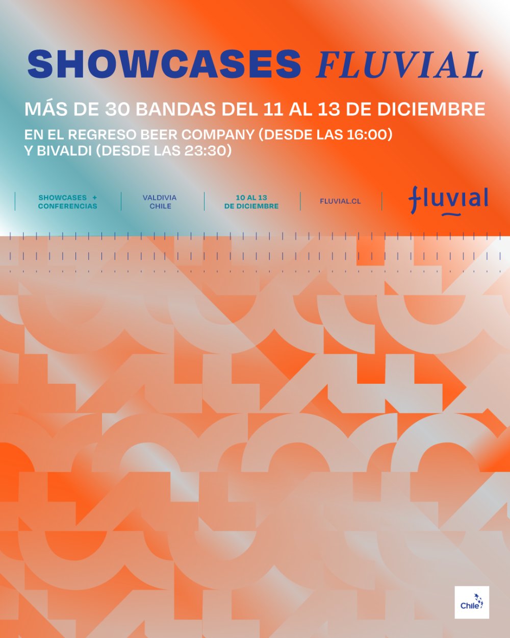 Flyer FLUVIAL 2025: SHOWCASES EN EL REGRESO Y BIVALDI 11, 12 Y 13 DICIEMBRE