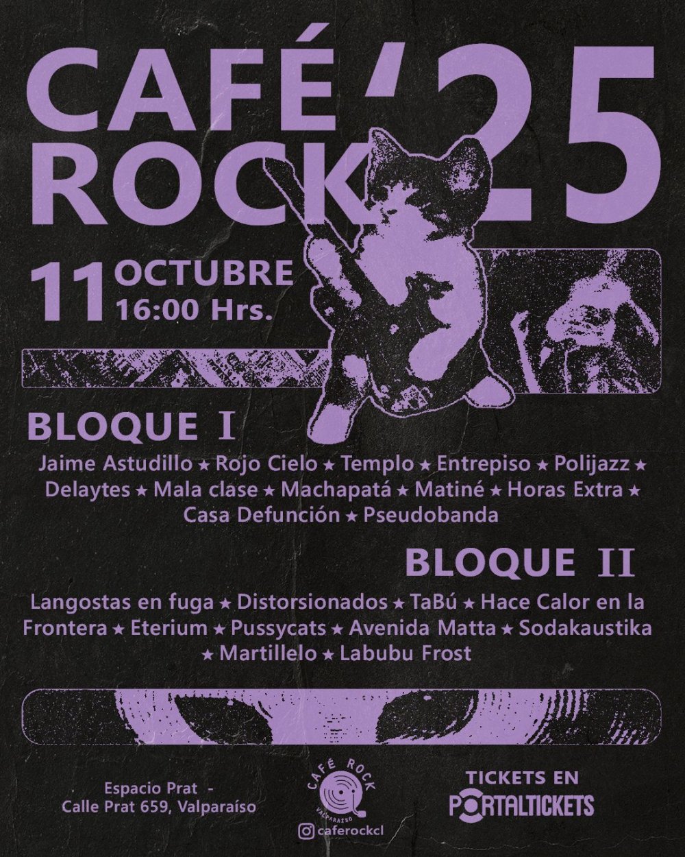 Flyer Evento ENVÍA DE REGALO TICKETS PARA CAFÉ ROCK EN ESPACIO PRAT, VALPARAÍSO