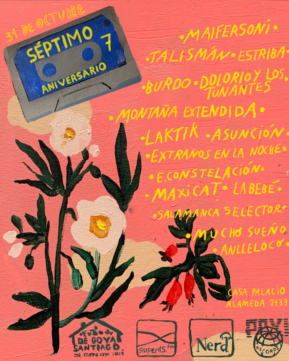 Flyer ANIVERSARIO 7 AÑOS POXI RECORDS EN CASA PALACIO