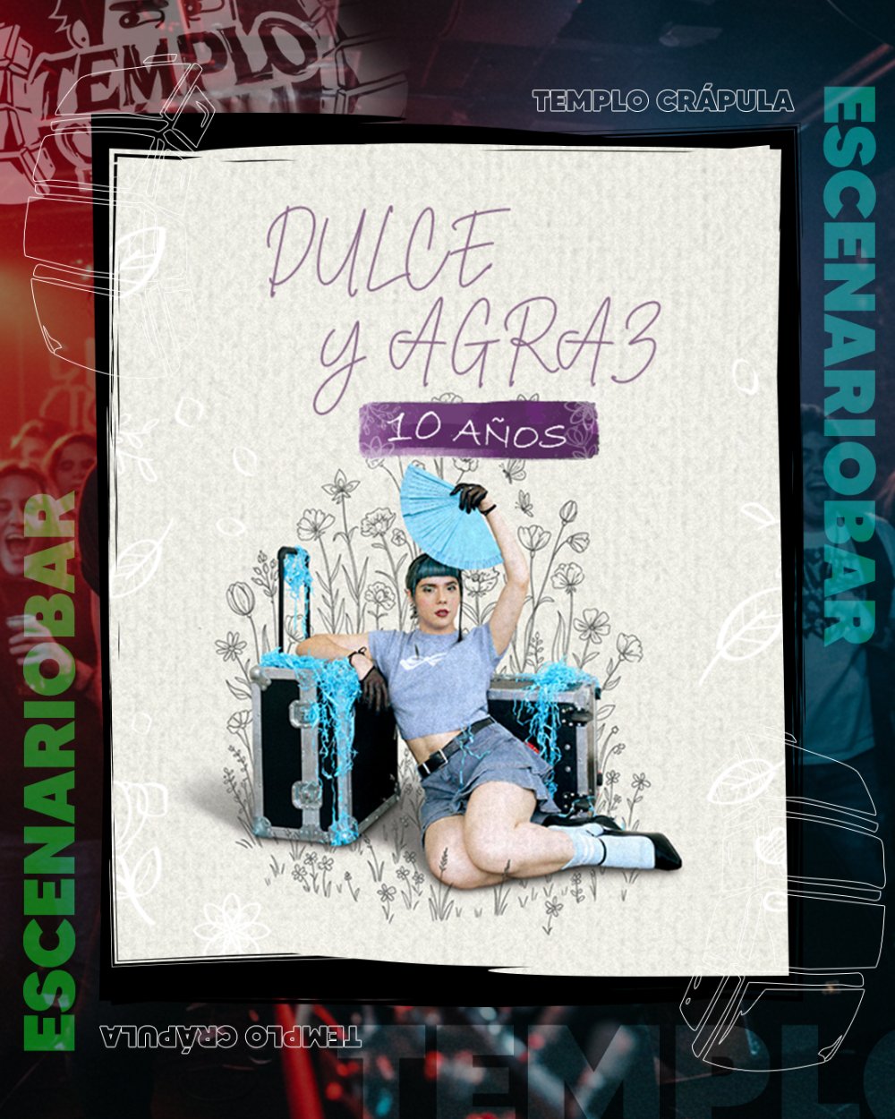 Flyer Evento DULCE Y AGRAZ: CONCIERTO 10 AÑOS EN TEMPLO CRÁPULA, CONCEPCIÓN