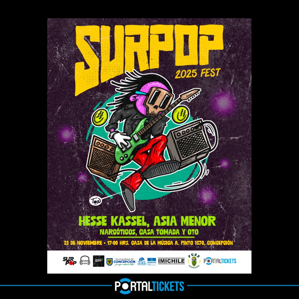Flyer SURPOP FEST 2025 EN CASA DE LA MÚSICA, CONCEPCIÓN