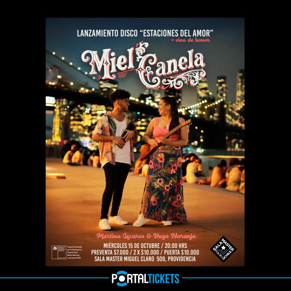Flyer DUO MIEL CANELA: LANZAMIENTO DE “ESTACIONES DEL AMOR” EN SALA MASTER