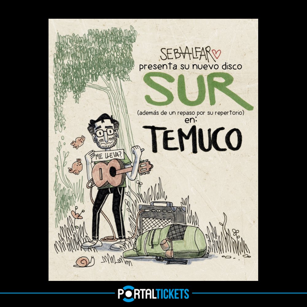 Flyer Evento SEBA ALFARO EN CC GALO SEPÚLVEDA, TEMUCO