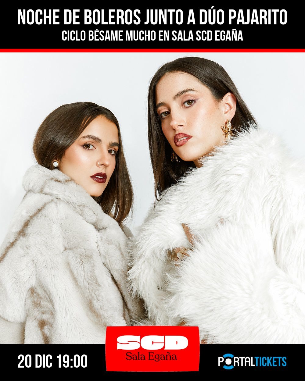 Flyer NOCHE DE BOLEROS JUNTO A DÚO PAJARITO - CICLO BÉSAME MUCHO EN SALA SCD EGAÑA