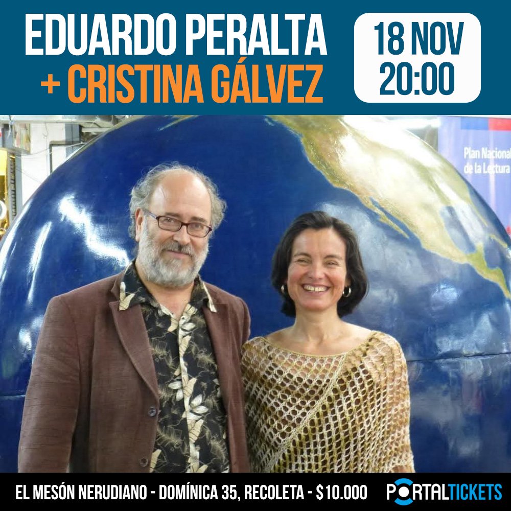 Flyer EDUARDO PERALTA + CRISTINA GÁLVEZ EN EL MESÓN NERUDIANO