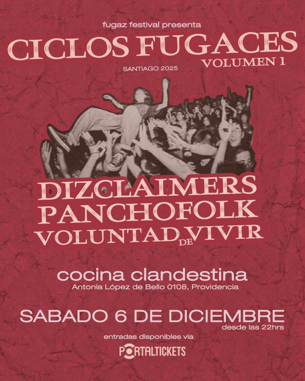 Flyer CICLOS FUGACES VOLUMEN 1 EN COCINA CLANDESTINA