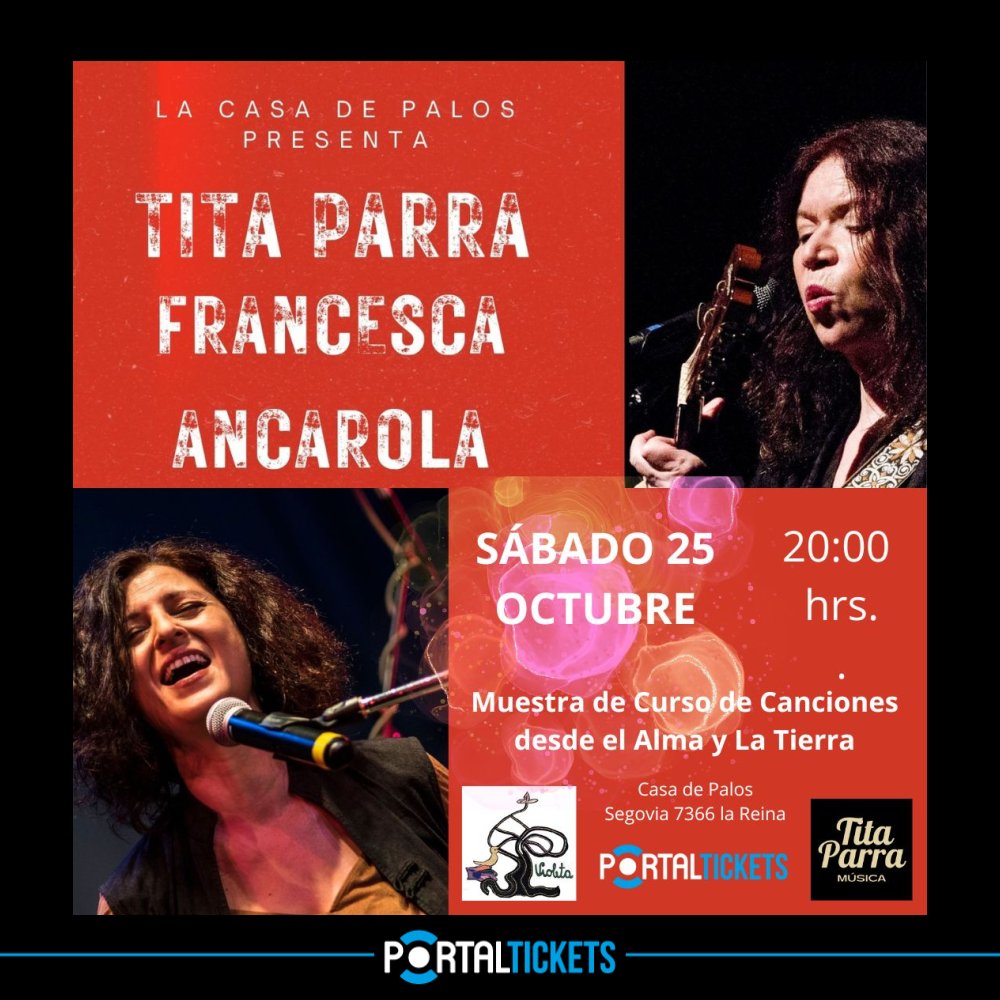 Flyer TITA PARRA + FRANCESCA ANCAROLA EN LA CASA DE PALOS