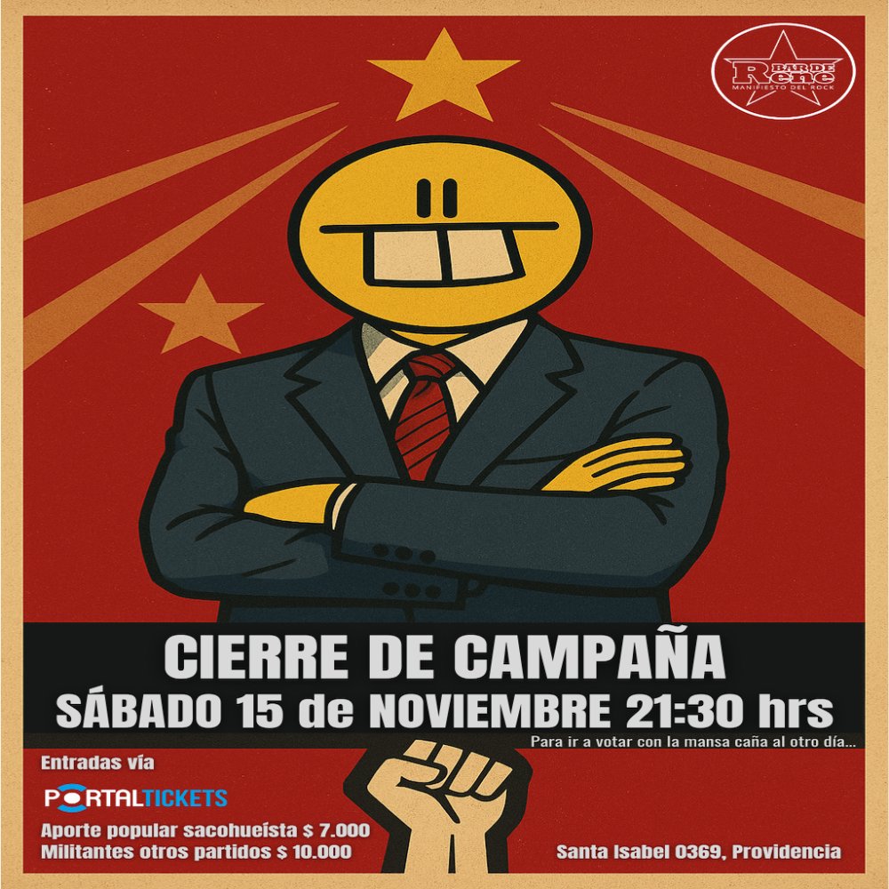 Flyer CIERRE CAMPAÑA ELECTORAL CANDIDATO TONTO PERO FEO EN BAR DE RENÉ