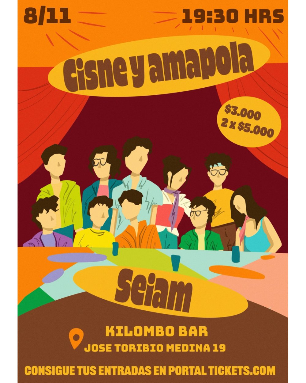 Flyer CISNE Y AMAPOLA + SEIAM EN KILOMBO BAR