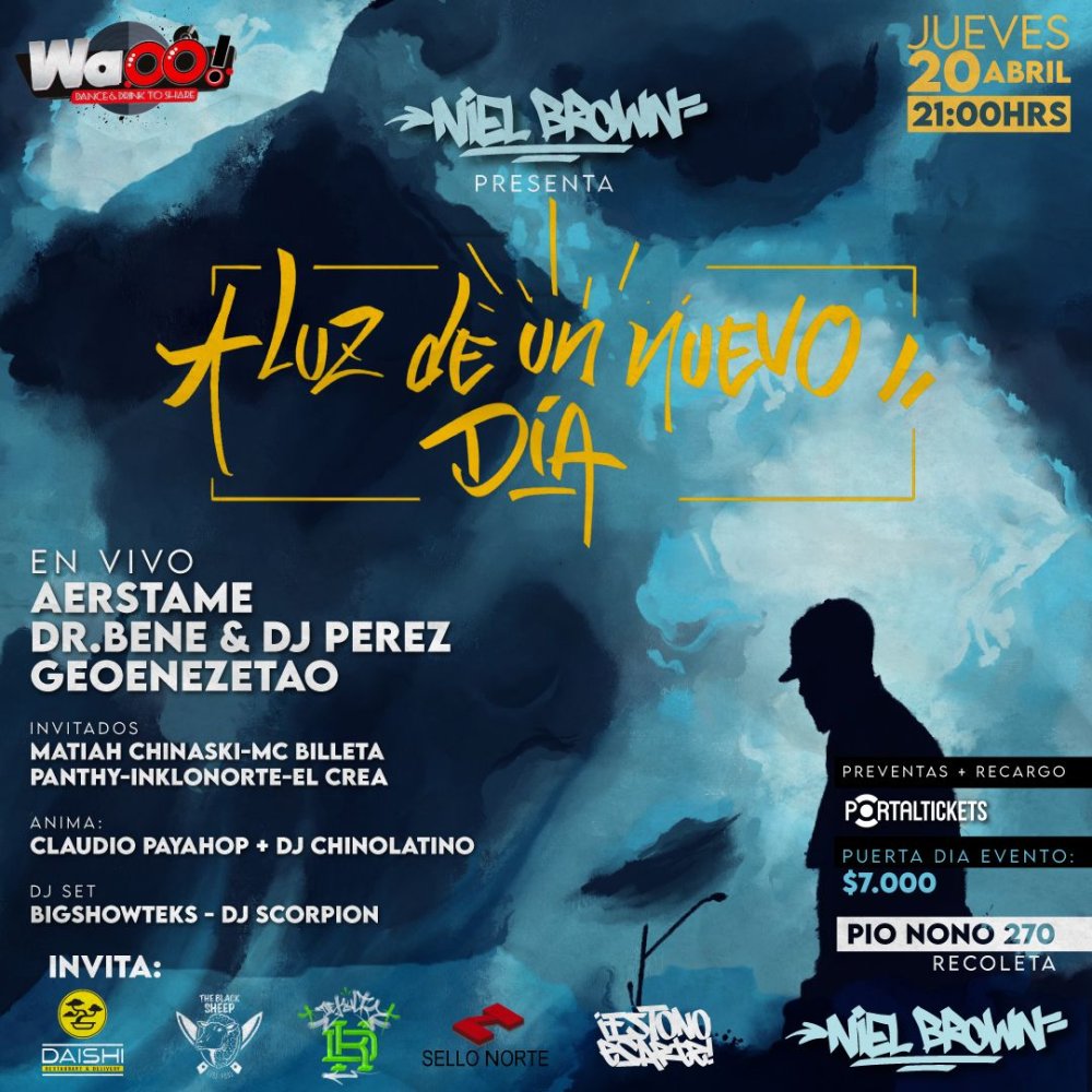 Flyer Evento NIEL BROWN PRESENTA: LUZ DE UN NUEVO DIA EN WAOO 2.0 