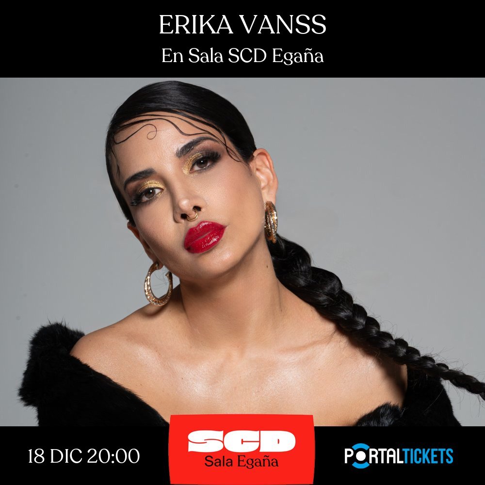 Flyer ERIKA VANSS — ALTERLATINA · SHOW EN VIVO EN SALA SCD EGAÑA
