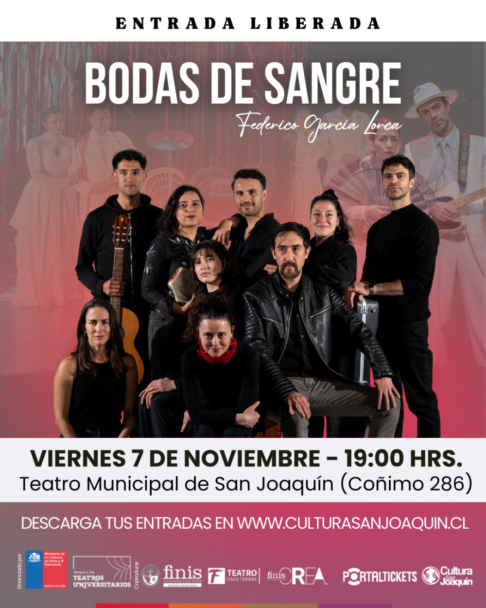 Flyer Evento BODAS DE SANGRE EN TEATRO MUNICIPAL DE SAN JOAQUÍN