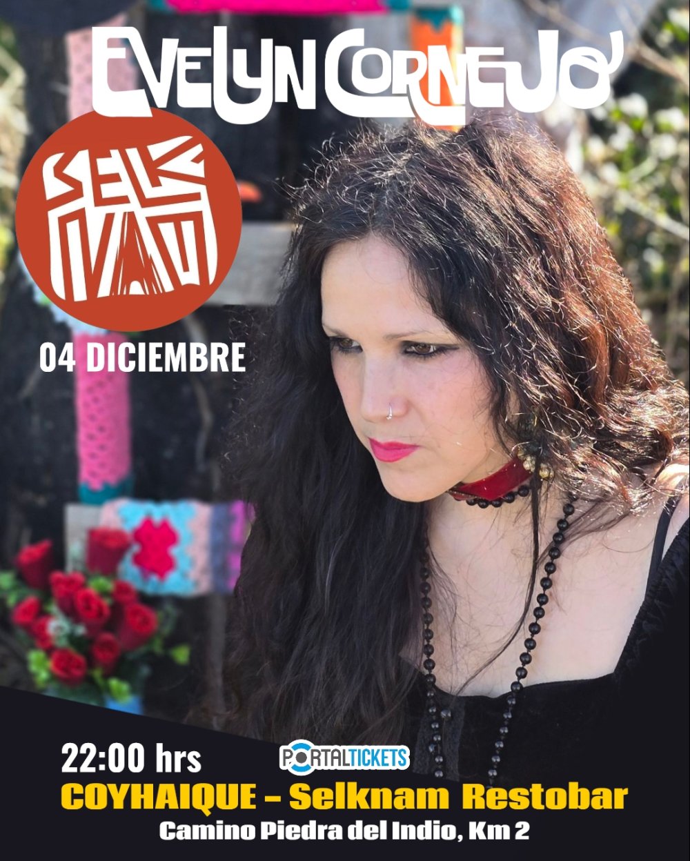 Flyer Evento EVELYN CORNEJO EN COYHAIQUE - SELKNAM RESTOBAR