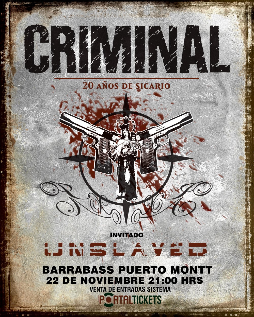 Flyer CRIMINAL EN BARRABASSBAR, PUERTO MONTT