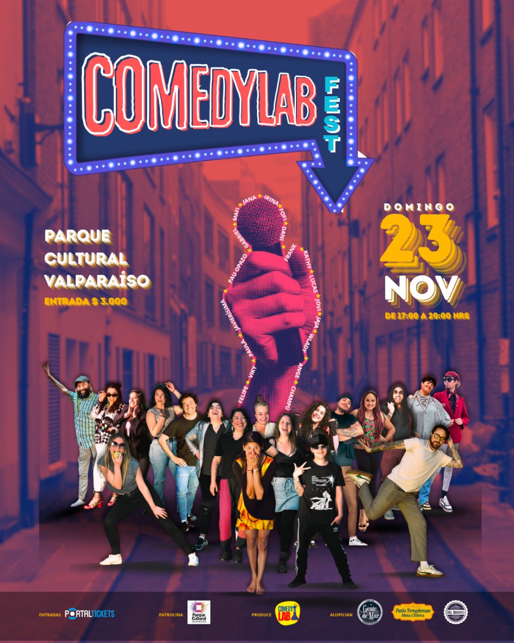 Flyer COMEDYLAB FEST EN PARQUE CULTURAL DE VALPARAÍSO
