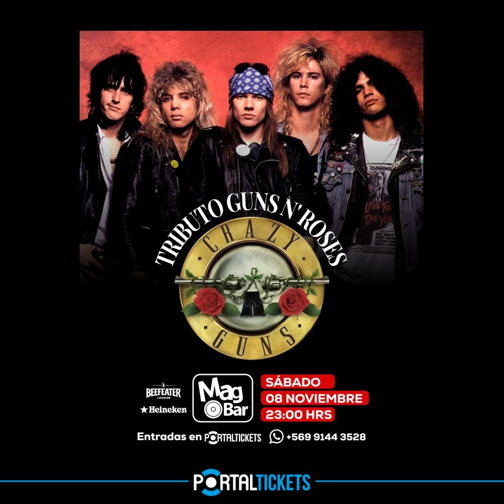 Flyer TRIBUTO A GUNS N' ROSES EN MAGBAR, CHILLÁN