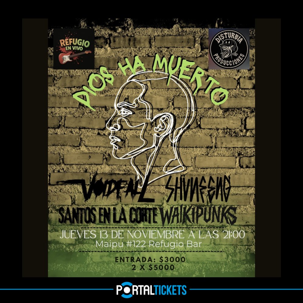 Flyer DIOS HA MUERTO EN REFUGIO BAR, CONCEPCIÓN