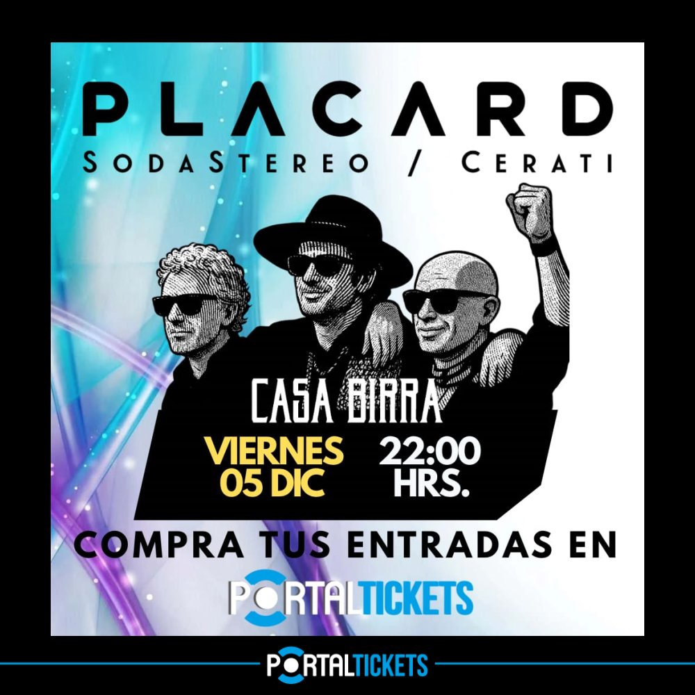Flyer PLACARD: TRIBUTO A SODA STEREO EN CASA BIRRA, TEMUCO