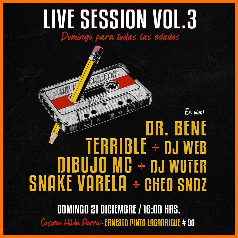 Flyer LIVE SESSION VOL.3 EN LA CASONA DE HILDA PARRA