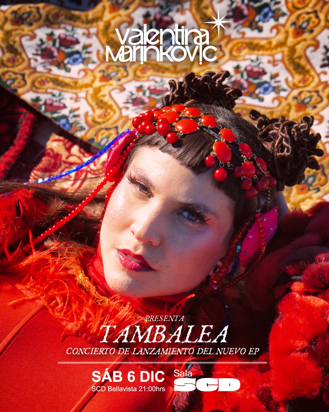 Flyer VALENTINA MARINKOVIC PRESENTA: TAMBALEA, CONCIERTO DE LANZAMIENTO DEL NUEVO EP EN SALA SCD BELLAVISTA