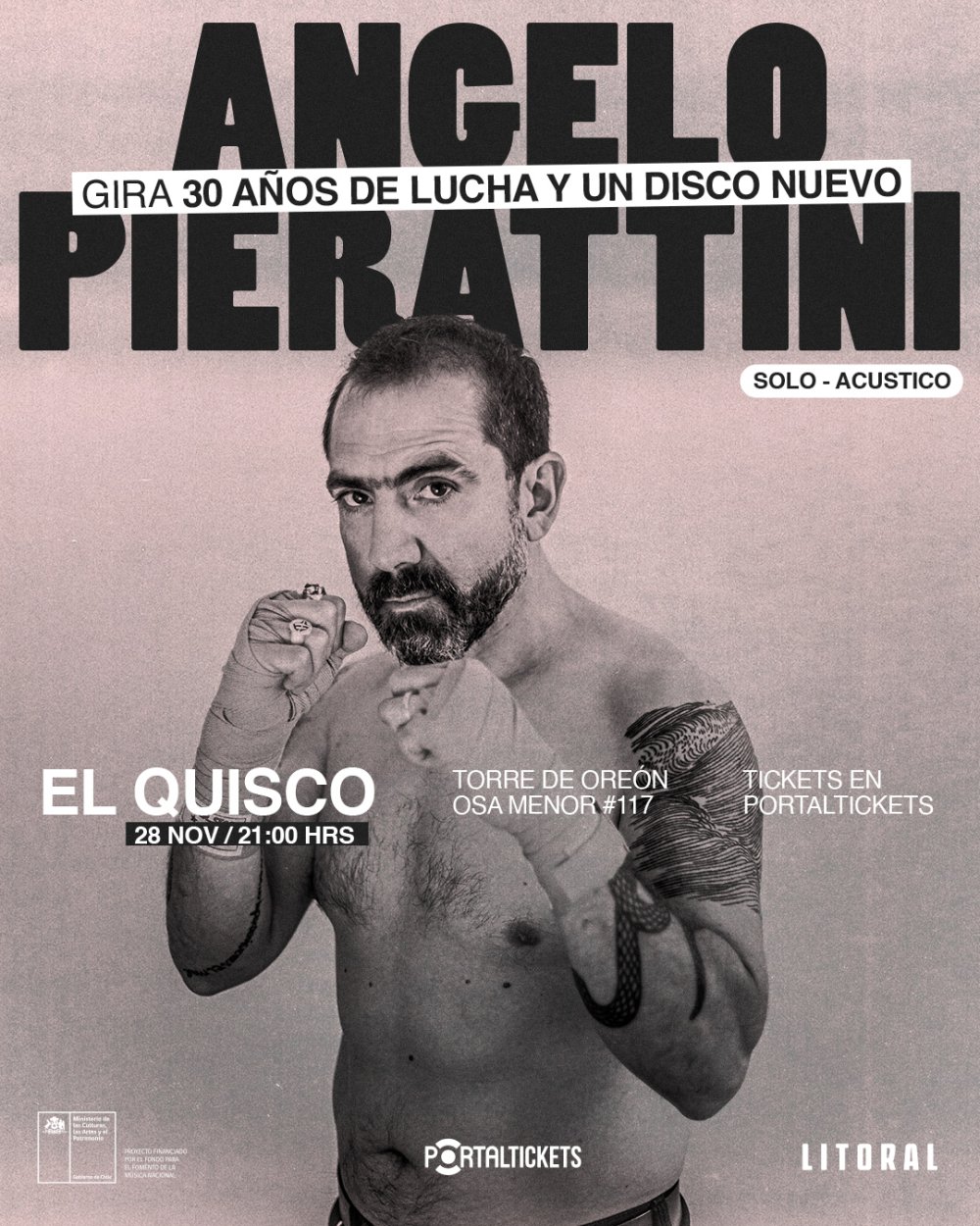 Flyer ANGELO PIERATTINI [GIRA] EN LA TORRE DE ORIÓN, EL QUISCO