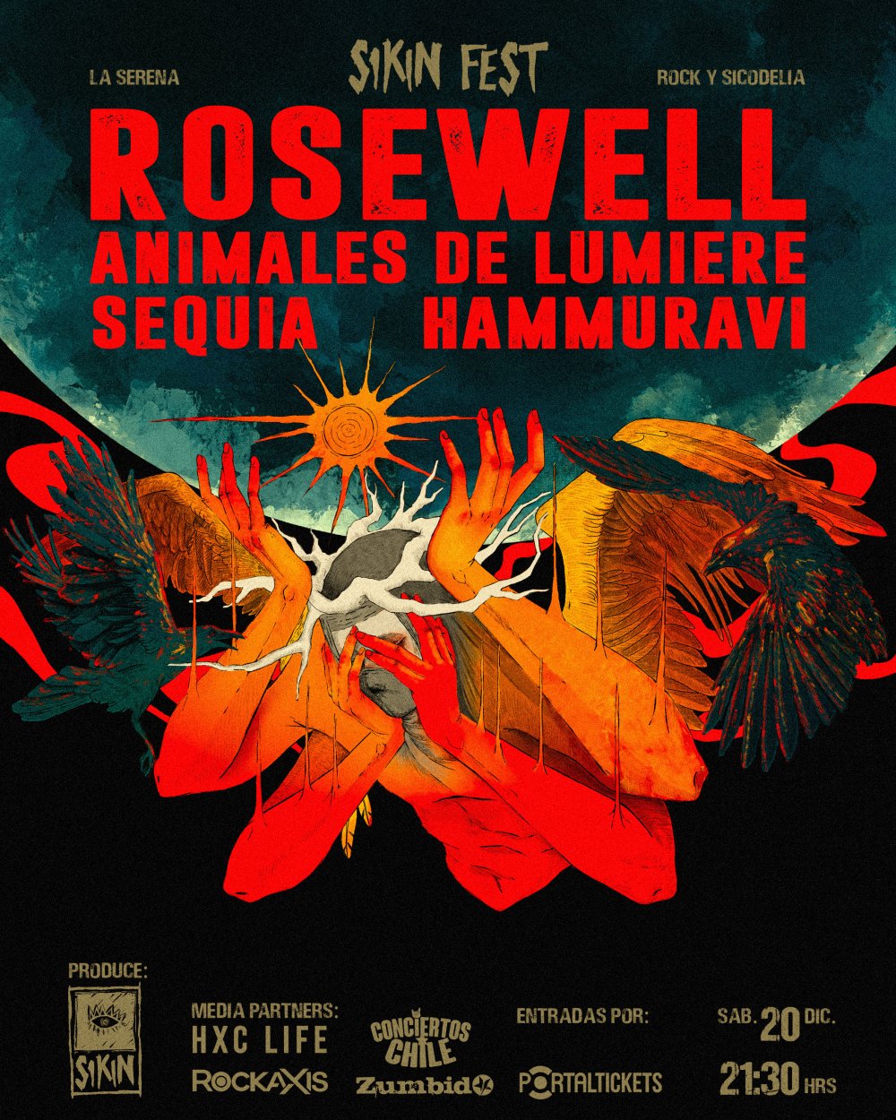 Flyer ROSEWELL EN ROCK Y SICODELIA, LA SERENA