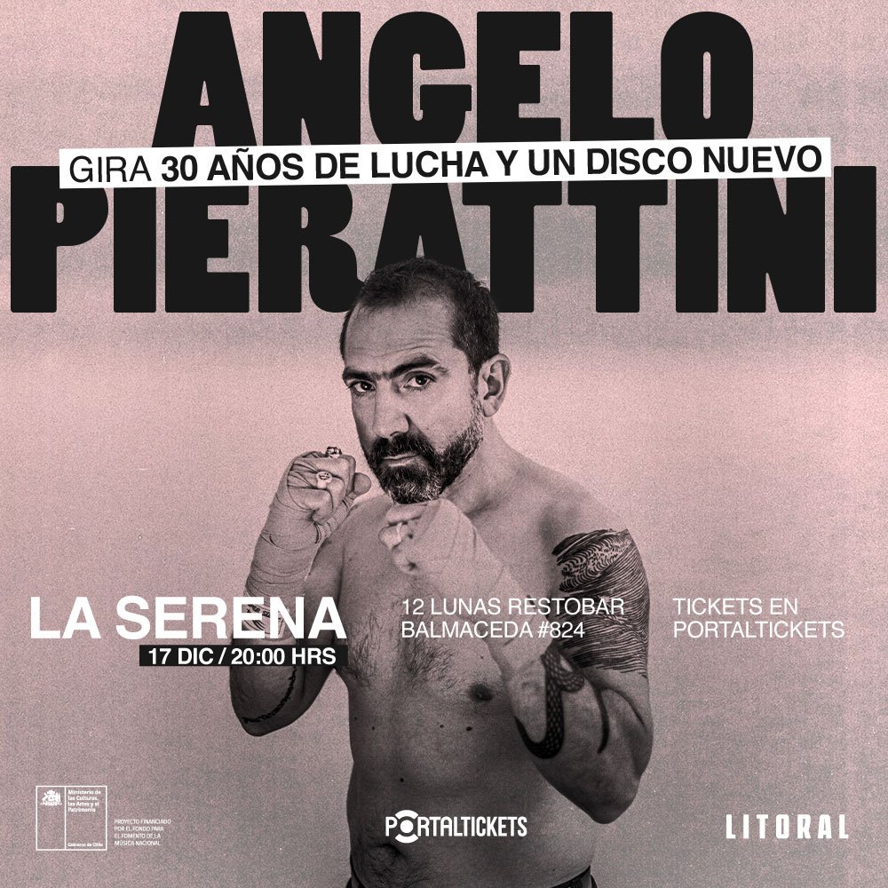 Flyer ANGELO PIERATTINI [GIRA] EN 12 LUNAS, LA SERENA