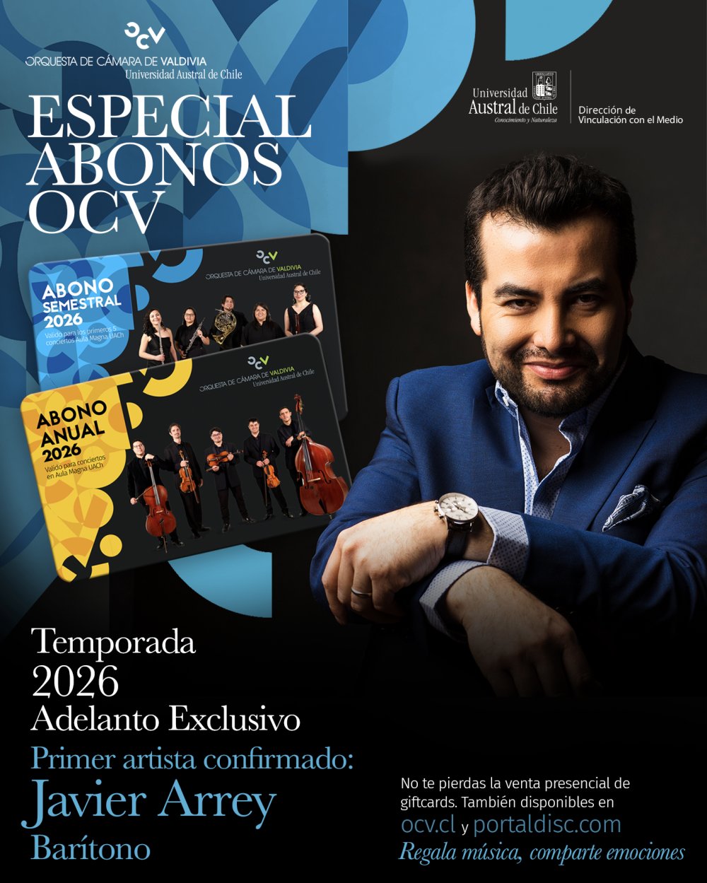Flyer Evento ABONOS OCV TEMPORADA 2026 - AULA MAGNA UACH, VALDIVIA