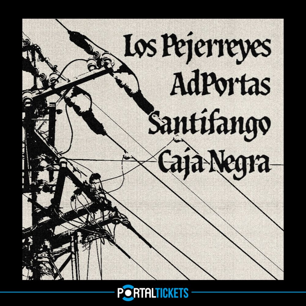 Flyer Evento LOS PEJERREYES + ADPORTAS + SANTI FANGO + CAJA NEGRA EN ESTUDIO MIRADOR