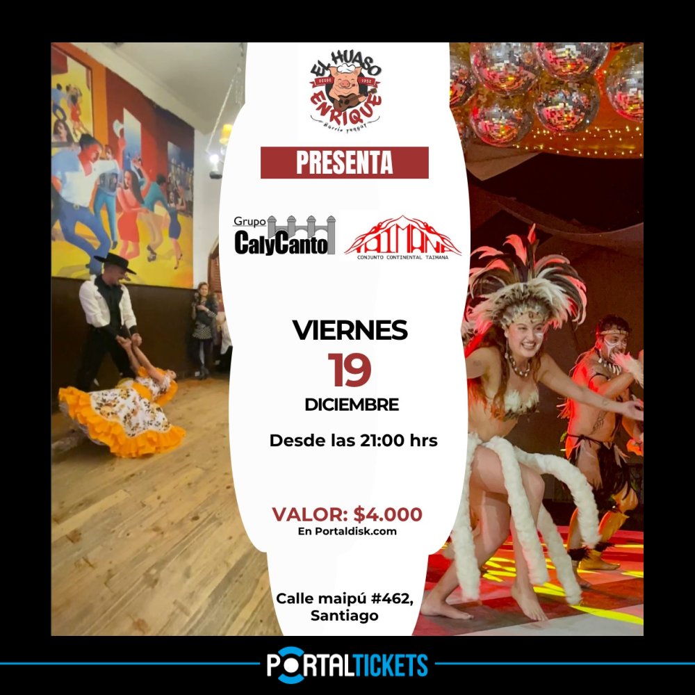 Flyer VIERNES DE CUECAS: GRUPO CAL Y CANTO EN EL HUASO ENRIQUE