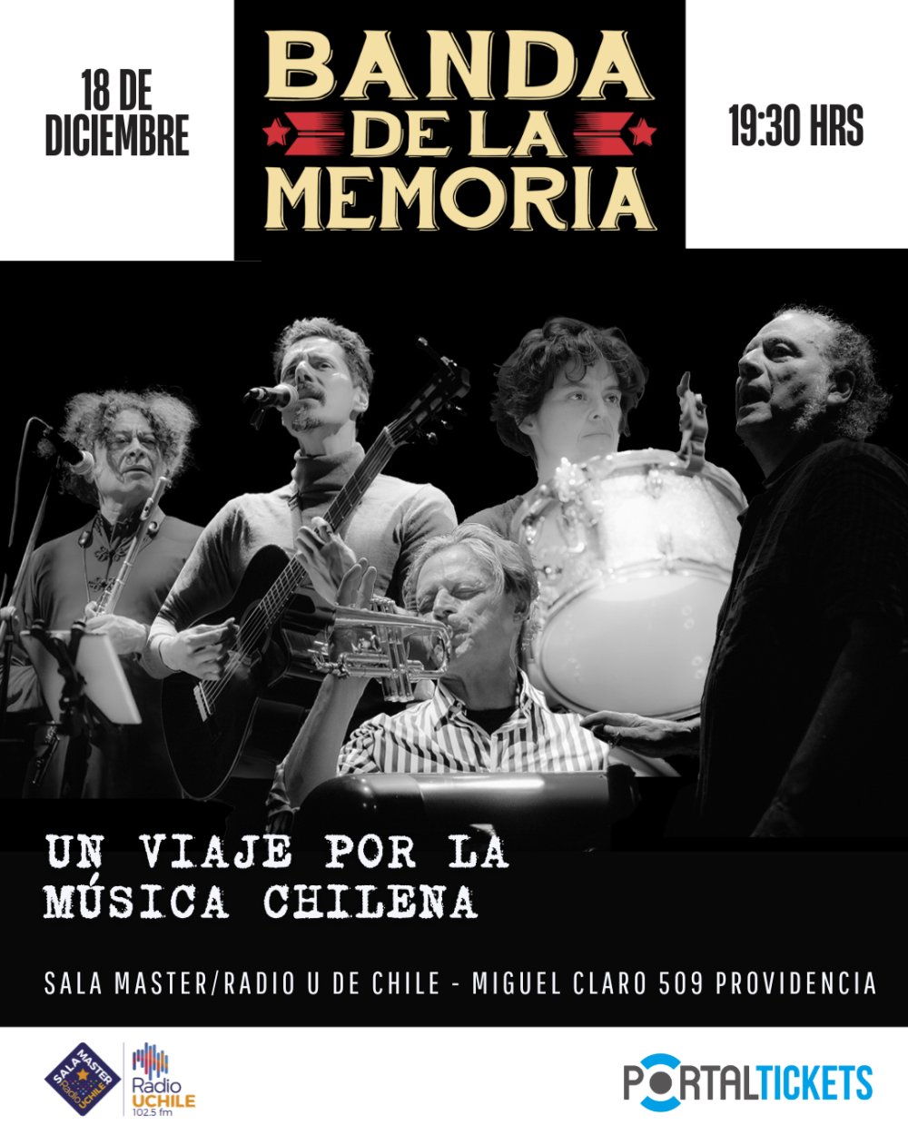 Flyer BANDA DE LA MEMORIA EN SALA MASTER