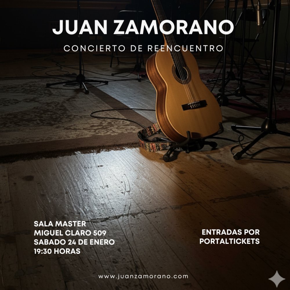 Flyer JUAN ZAMORANO EN VIVO EN SALA MASTER
