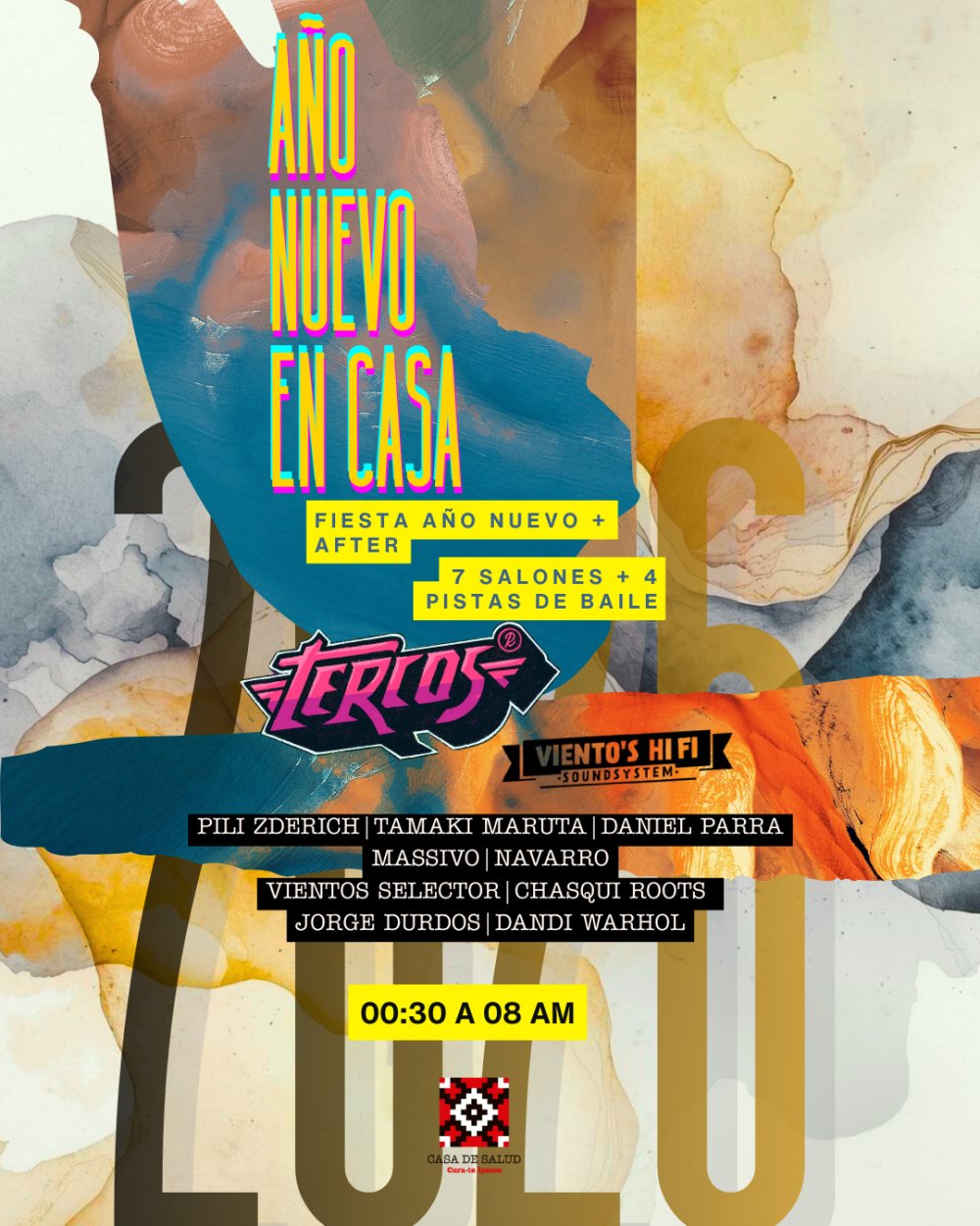 Flyer Evento AÑO NUEVO 2026 EN CASA DE SALUD, CONCEPCIÓN