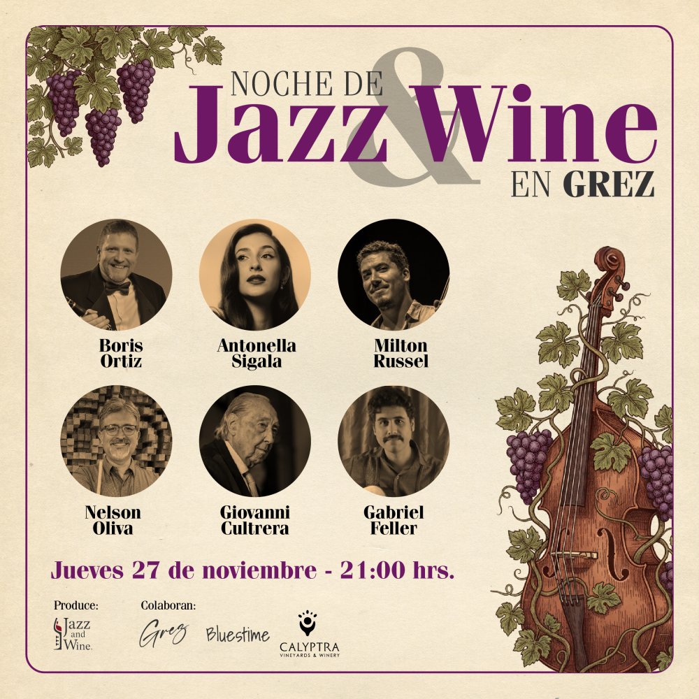 Flyer NOCHE DE JAZZ AND WINE EN GREZ