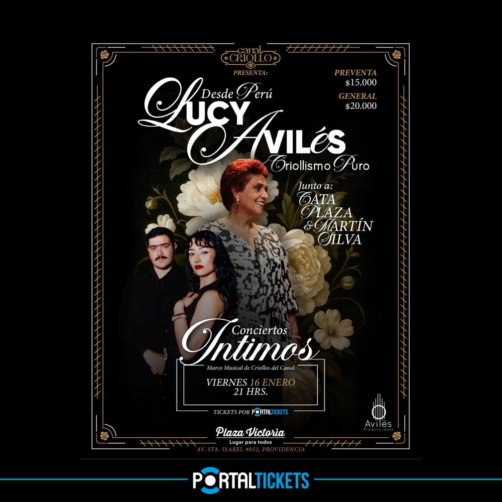 Flyer LUCY AVILÉS - DESDE EL PERÚ EN PLAZA VICTORIA, VIERNES 16