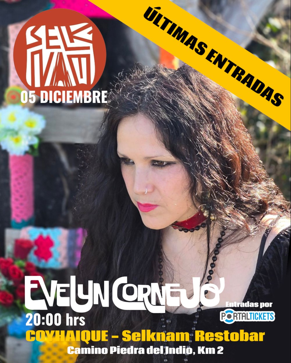 Flyer Evento EVELYN CORNEJO EN COYHAIQUE - SELKNAM RESTOBAR