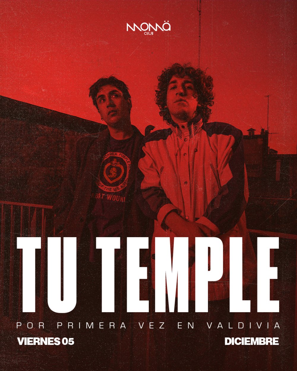 Flyer Evento TU TEMPLE EN CLUB MOMA, VALDIVIA