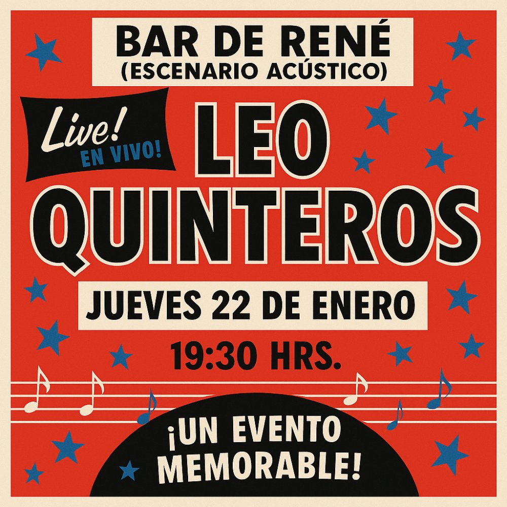 Flyer LEO QUINTEROS EN BAR DE RENÉ