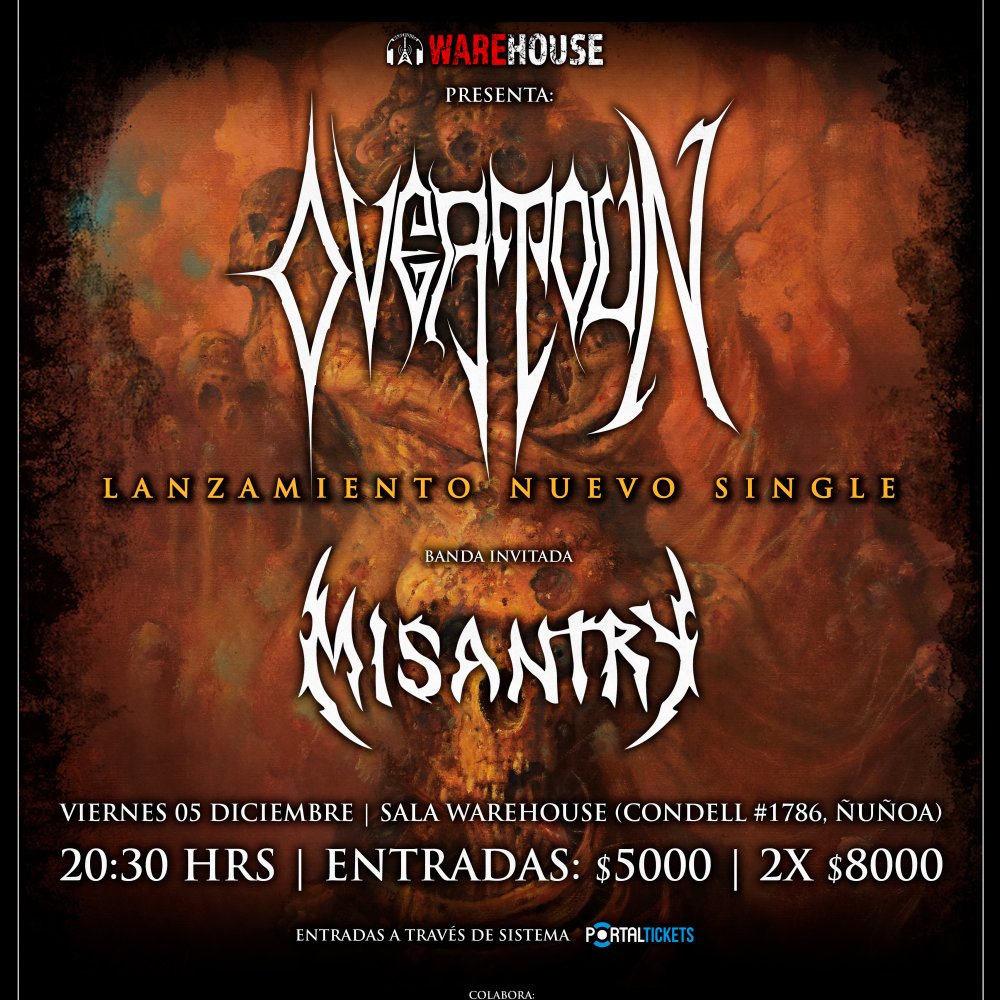 Flyer Evento OVERTOUN + MISANTRY: WAREHOUSE SANTIAGO