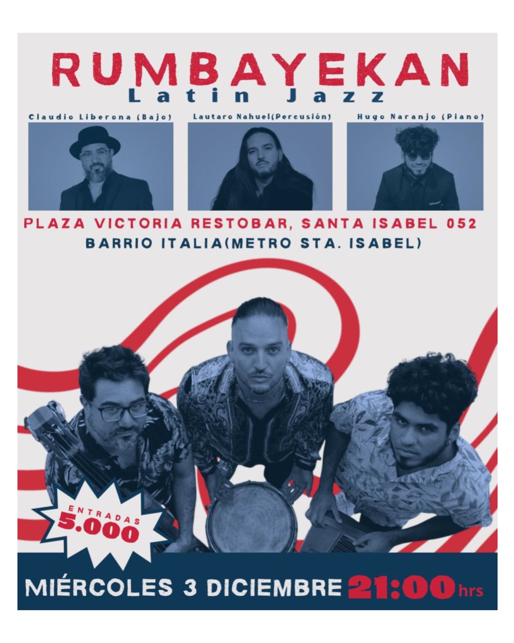 Flyer Evento JAZZ: RUMBAYEKAN EN PLAZA VICTORIA