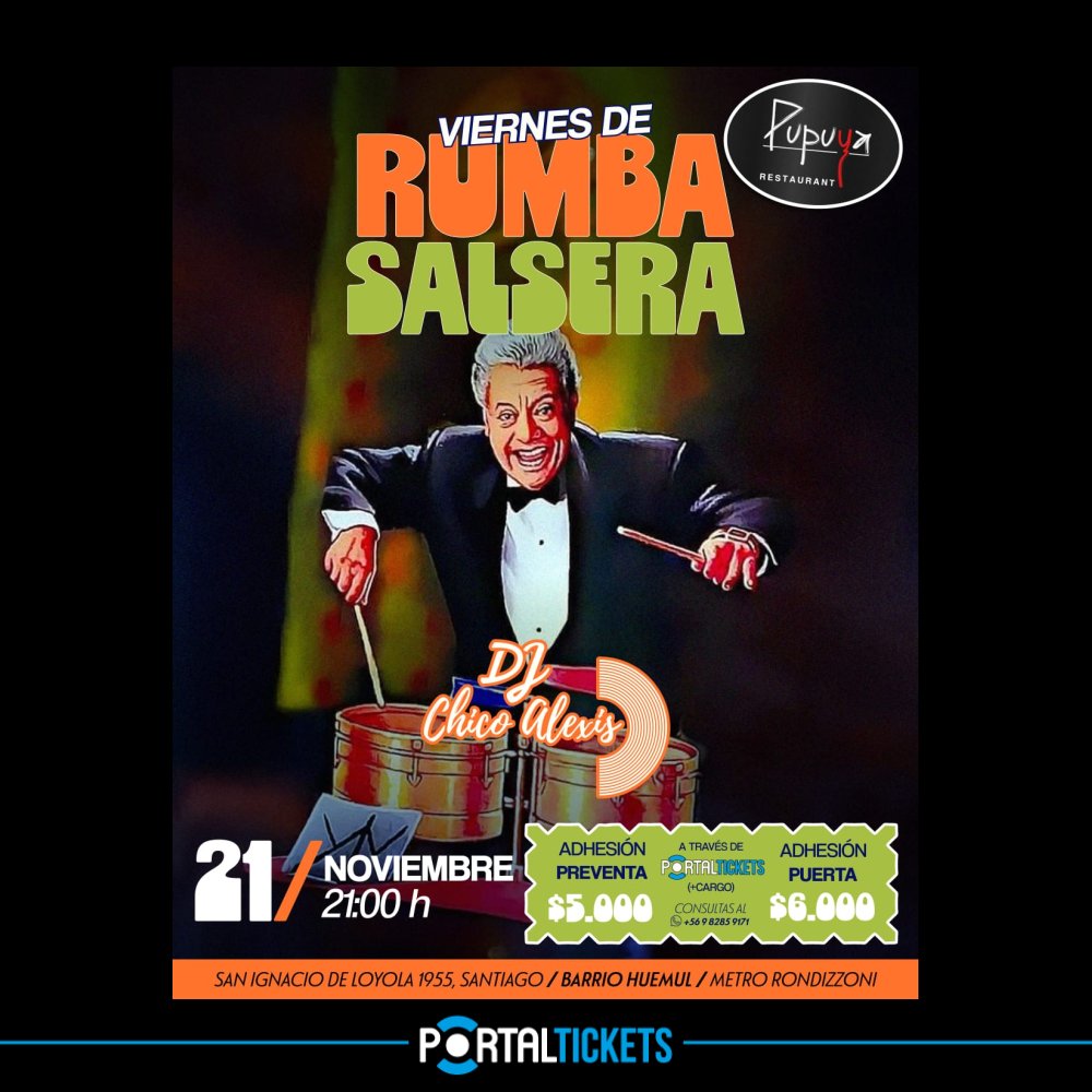 Flyer DJ CHICO ALEXIS EN PUPUYA RESTAURANT