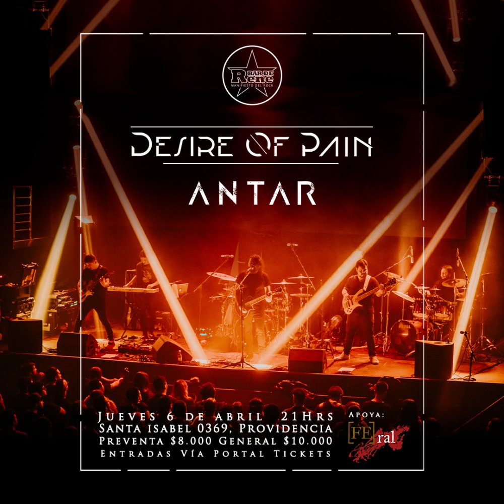 Flyer Evento DESIRE OF PAIN Y ANTAR EN BAR DE RENE
