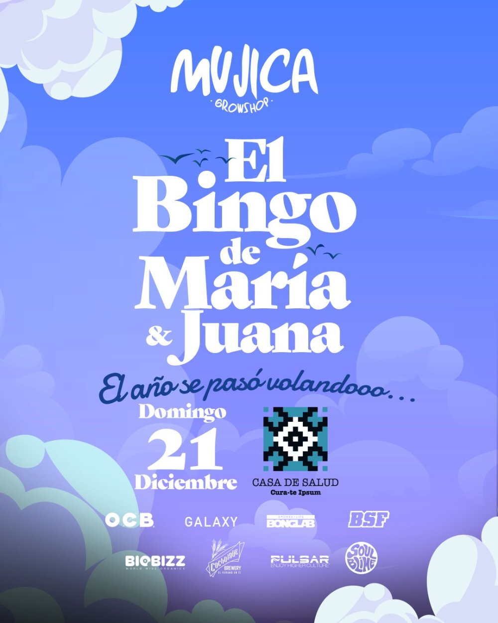 Flyer EL BINGO DE MARÍA & JUANA EN CASA DE SALUD, CONCEPCIÓN