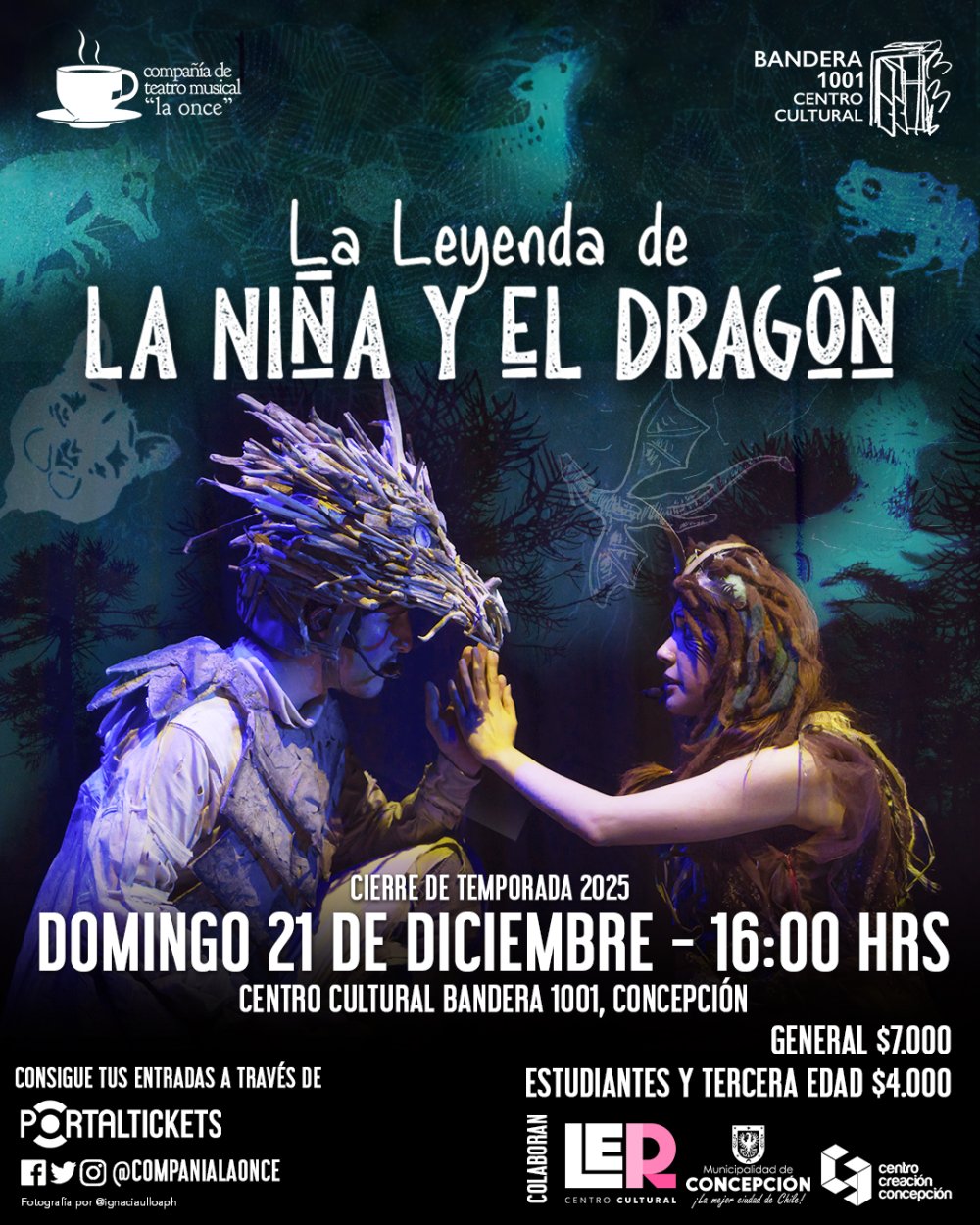 Flyer LA NIÑA Y EL DRAGÓN EN BANDERA 1001, CONCEPCIÓN
