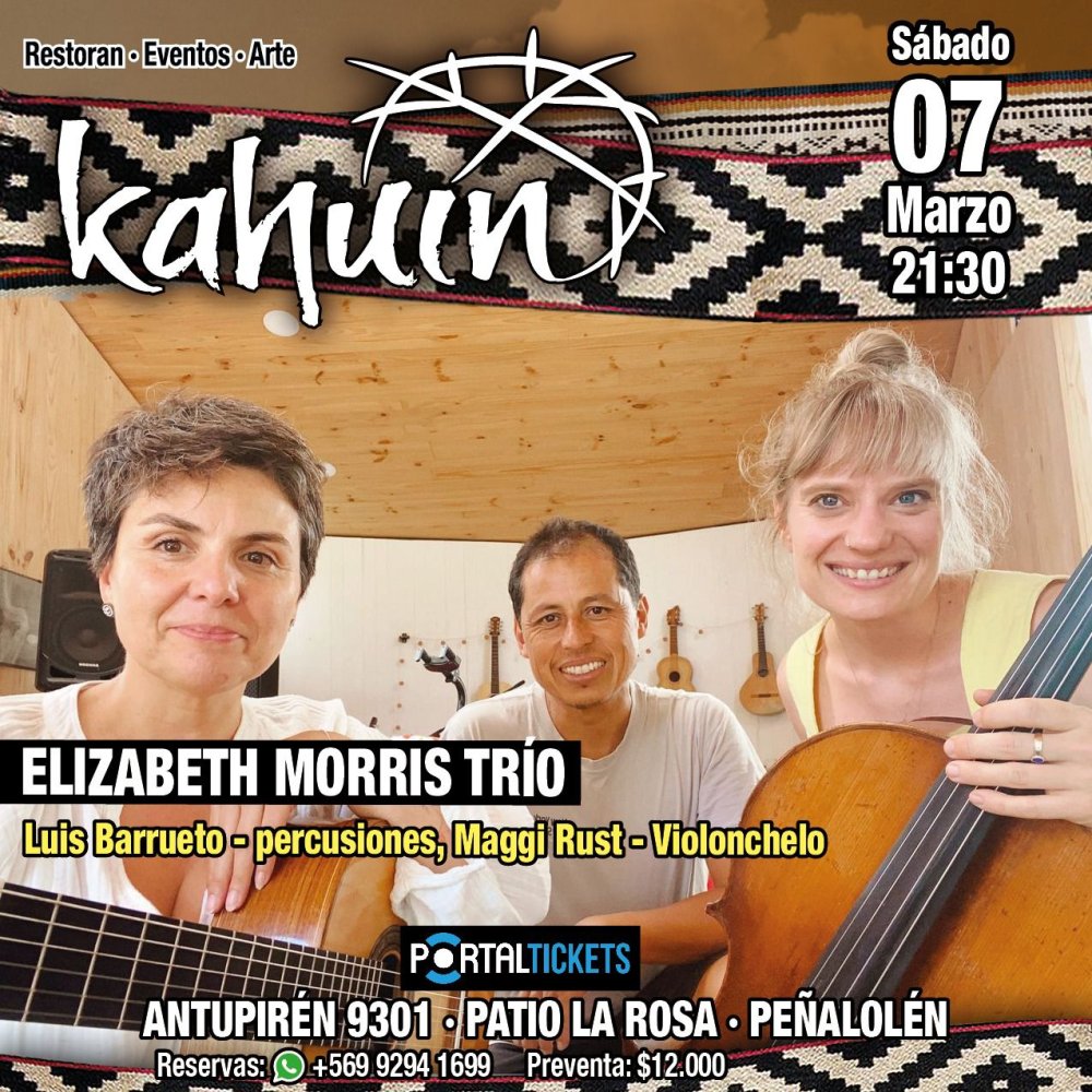 Flyer KAHUIN PRESENTA: ELIZABETH MORRIS TRÍO