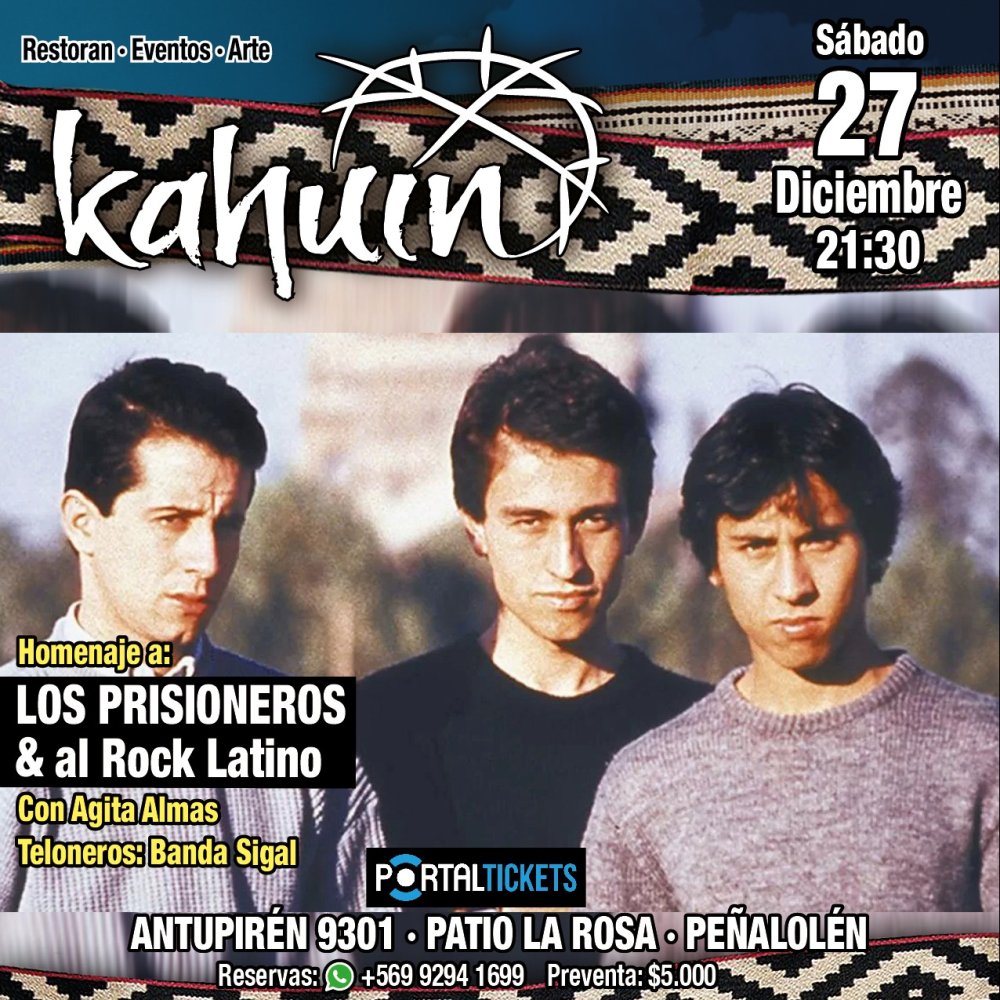Flyer KAHUIN PRESENTA: HOMENAJE A LOS PRISIONEROS & AL ROCK LATINO