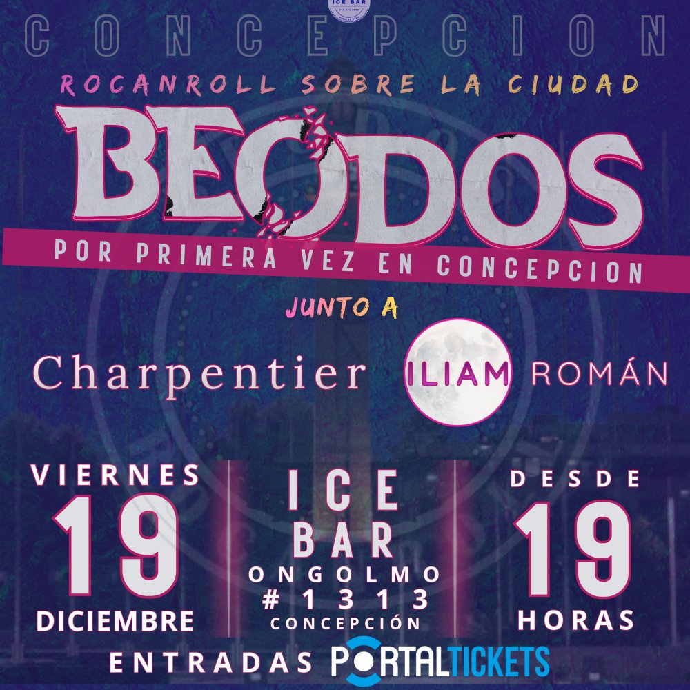 Flyer BEODOS + MIGUELINI EXP. EN ICE BAR, CONCEPCIÓN