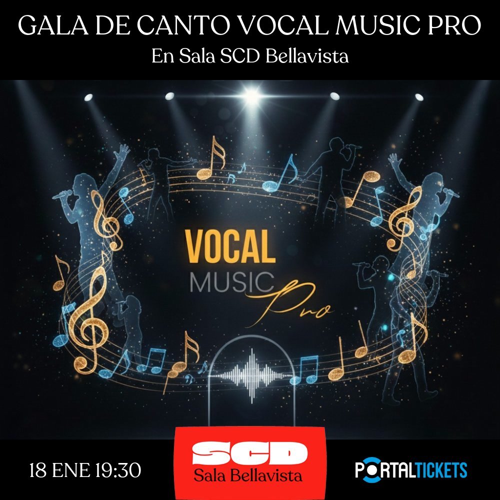 Flyer GALA DE CANTO VOCAL MUSIC PRO EN SALA SCD BELLAVISTA