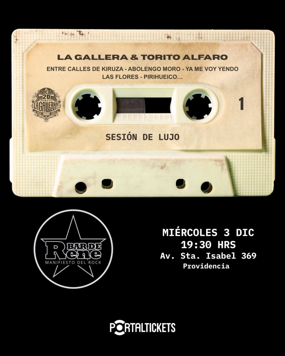 Flyer LA GALLERA + TORITO ALFARO EN EL BAR DE RENÉ