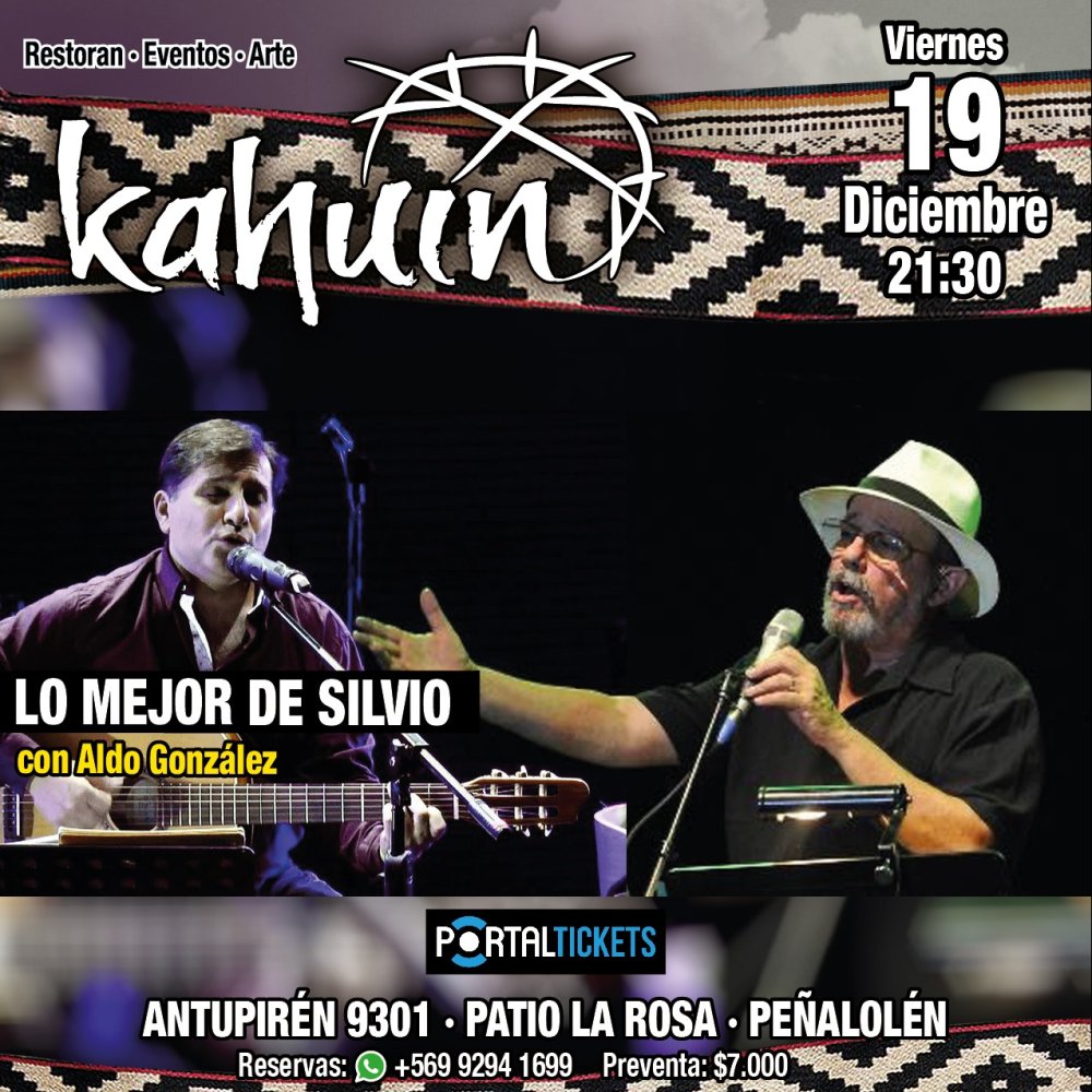 Flyer KAHUIN PRESENTA: LO MEJOR DE SILVIO RODRÍGUEZ CON ALDO GONZÁLEZ